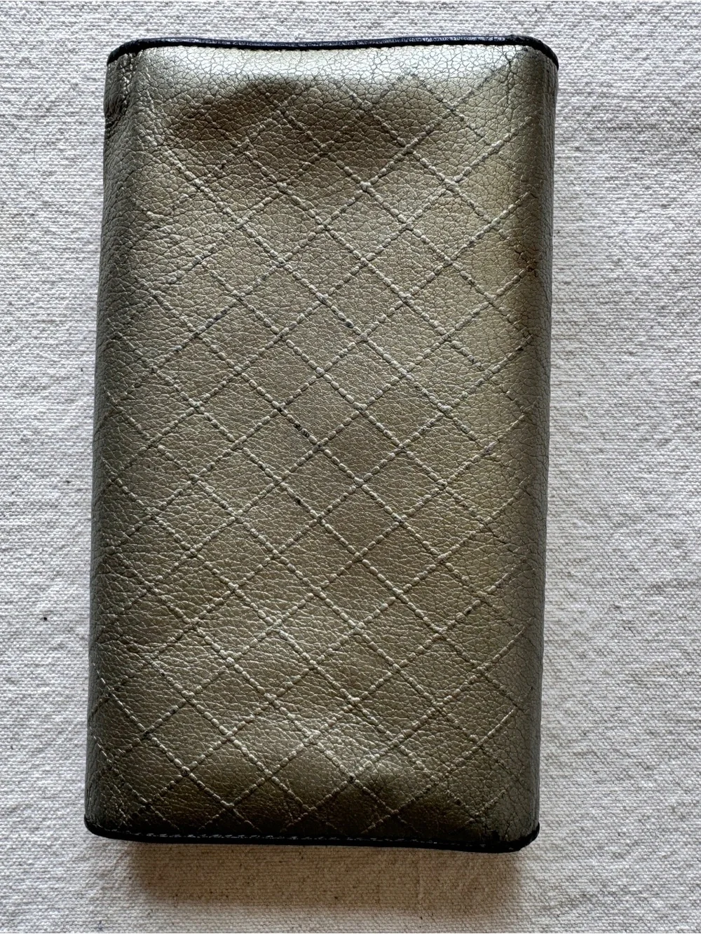 CHANEL Quilted Metallic Silver Leather Wallet with CC Logo